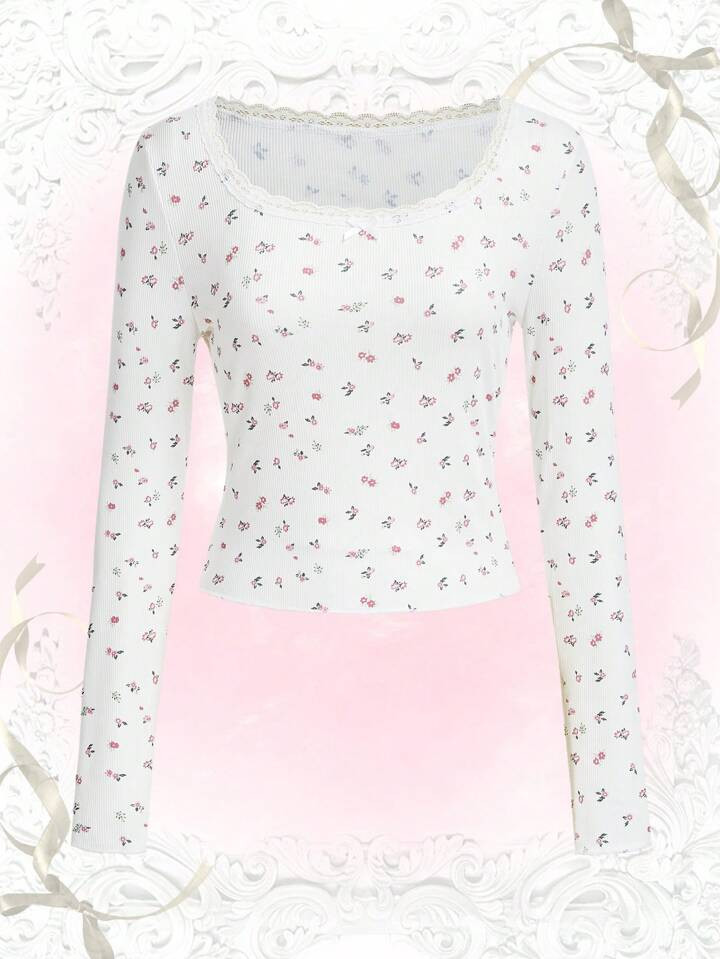 ROMWE Kawaii Ditsy Floral Print Tee | SHEIN