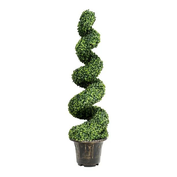 Costway 4FT Artificial Boxwood Spiral Tree Faux Tree W/Realistic Leaves Indoor Outdoor | Walmart (US)