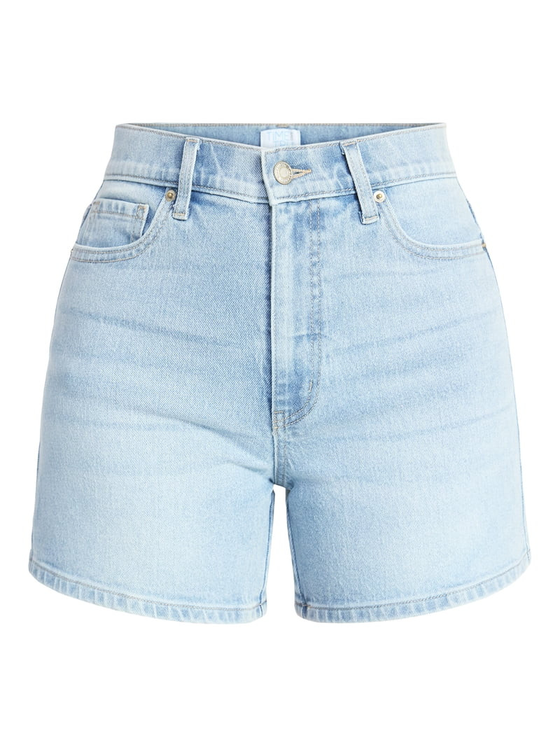 Time and Tru Women's High Rise Denim Shorts, 5" Inseam, Sizes 0-20 | Walmart (US)
