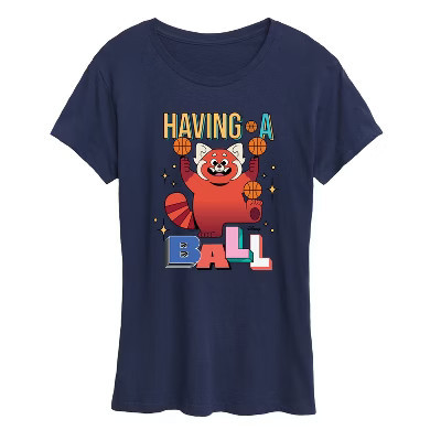 Women's Turning Red Having a Ball Short Sleeve Graphic T-Shirt - Navy - 2 X-Large | Target
