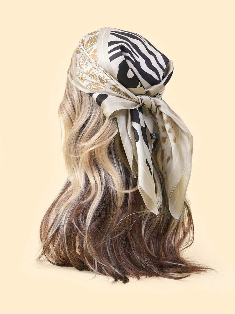 1pc Women's New Arrivals Bandana, 27.56 Inch Faux Silk Leopard Print Square Scarf Hair Band Necke... | SHEIN