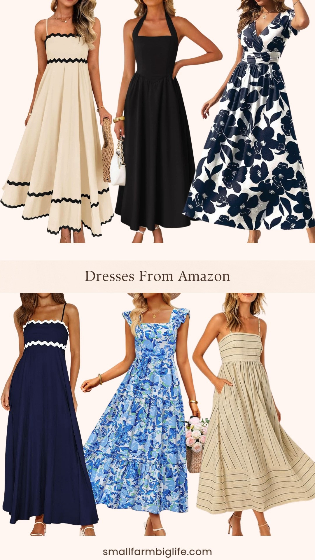 Amazon is delivering the most beautiful summer dresses right now and I cannot stop adding them to my cart! From a sleek black halter midi and a navy smocked boho maxi to a striped cutout spaghetti strap dress, a backless lace smocked sundress, a flowy floral V neck maxi with pockets, and the most gorgeous blue floral ruffle cap sleeve tiered dress, these are the flattering and effortless summer styles perfect for weddings, vacations, beach days, and everything in between. Linking everything below! 

 #LTKootd #LTKSeasonal #LTKOver40