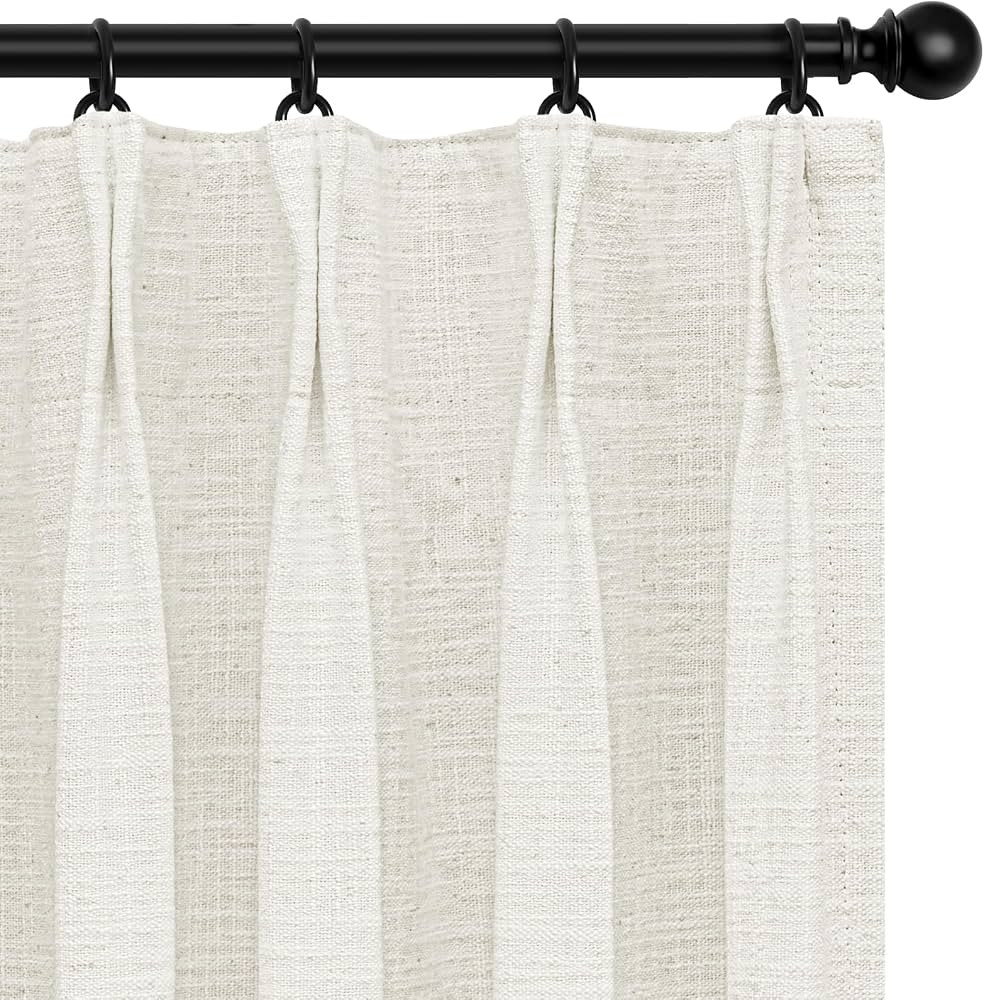 INOVADAY 100% Blackout Curtains for Bedroom, Pinch Pleated Linen Blackout Curtains 96 Inch Length... | Amazon (US)