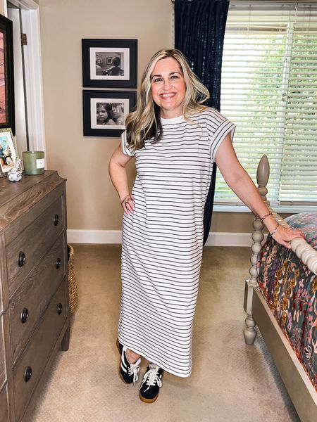 A Tshirt dress is a must have for any capsule wardrobe. This striped, maxi one is perfect for spring & summer. Can easily be dressed up or down & looks great with a blazer or jacket, tennis shoes or sandals.  Wearing XS
.
.
Over 50, over 40, classic style, preppy style, style at any age, ageless style, striped shirt, summer outfit, summer wardrobe, summer capsule wardrobe, Chic style, summer & spring looks, backyard entertaining, poolside looks, resort wear, spring outfits 2024 trends women over 50, white pants, brunch outfit, summer outfits, summer outfit inspo, affordable, style inspo, street  wear, dress, heels, sandals, comfy, casual, over 40 style, over 50, Walmart finds, coastal inspiration, beachy, elevated casual, casual luxe, neutrals, essentials, capsule items





#LTKtravel #LTKOver40 #LTKSeasonal #LTKShoeCrush #LTKunder100 #LTKbeauty #LTKunder50 #LTKTravel #LTKstyletip