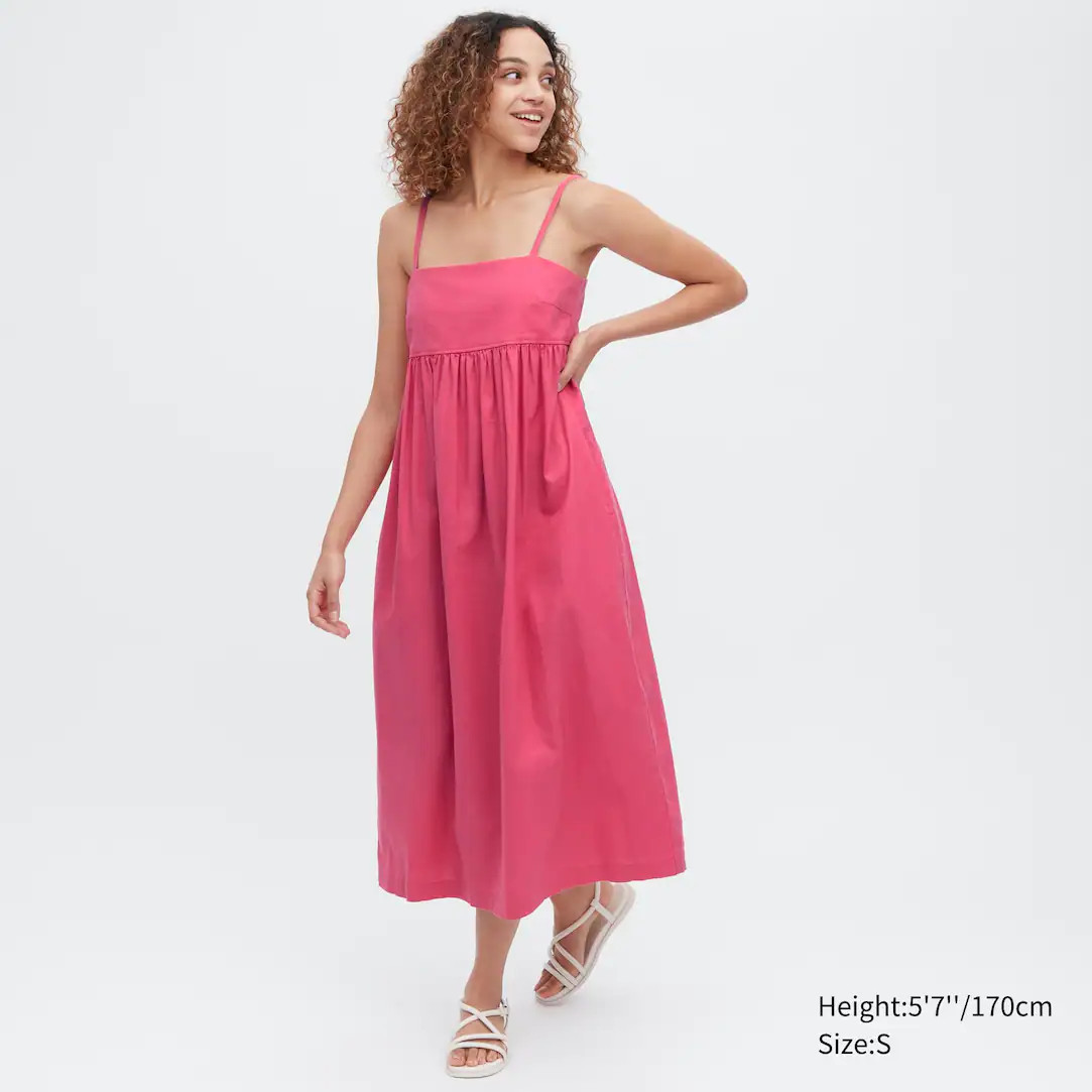 Linen Blend Gathered Camisole Dress | UNIQLO (UK)
