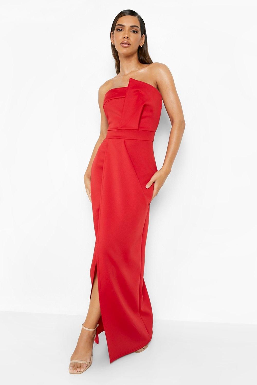 Bandeau Wrap Detail Split Maxi Bridesmaid Dress | Boohoo.com (AU & NZ)