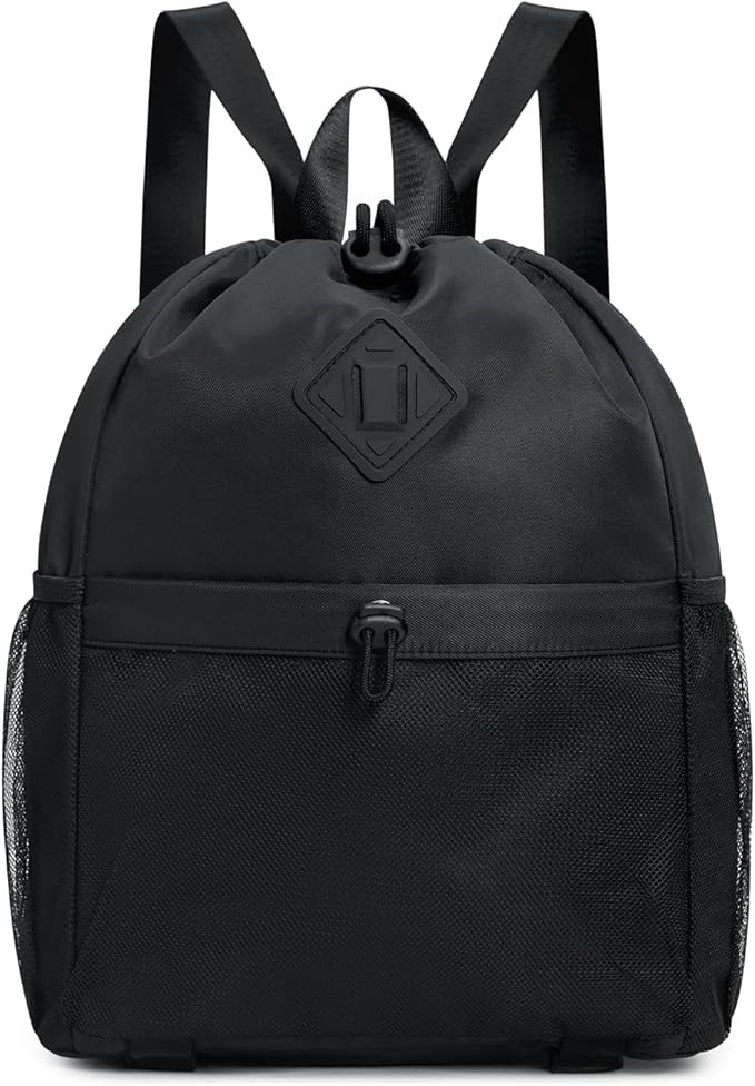 WANDF Drawstring Backpack Sports Gym Bag with Yoga Mat Strap, Water-Resistant String Backpack Cin... | Amazon (US)