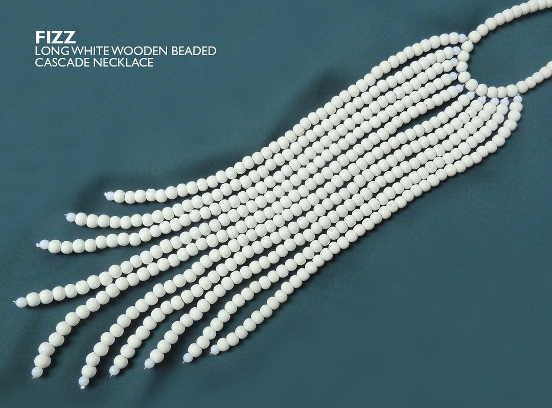 White Wooden Beaded Waterfall Necklace - Etsy UK | Etsy (US)