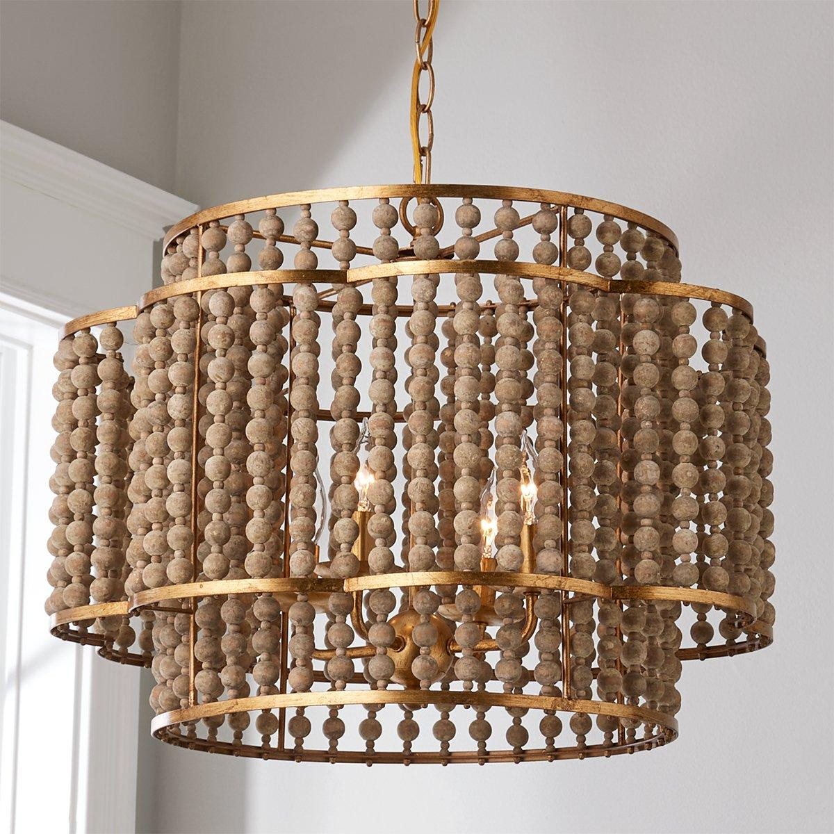 Rustic Beaded Layered Petal Chandelier | Shades of Light