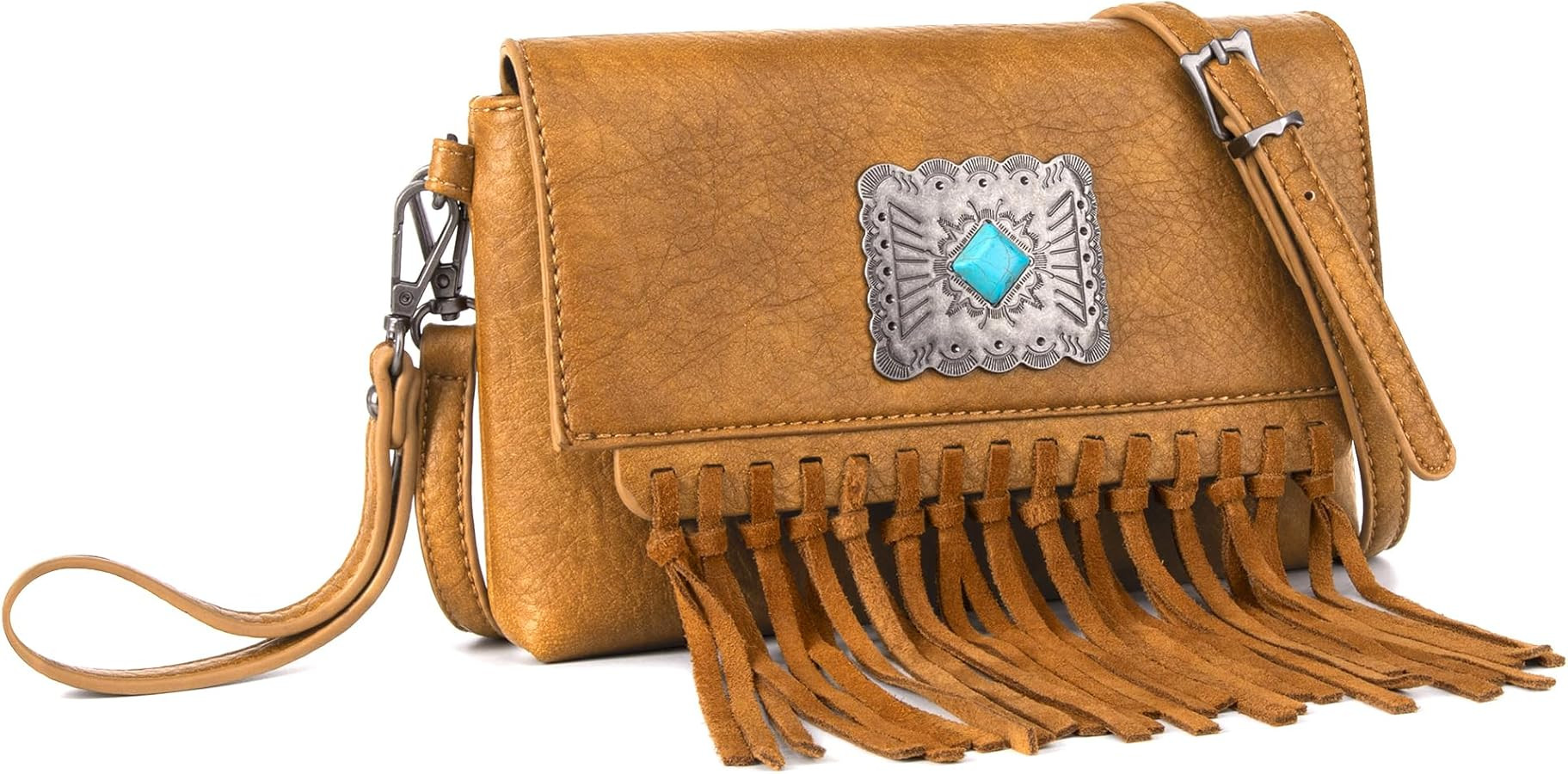 Wrangler Crossbody Small Purse for Women Wristlet Fringe Bag Western Purse | Amazon (US)