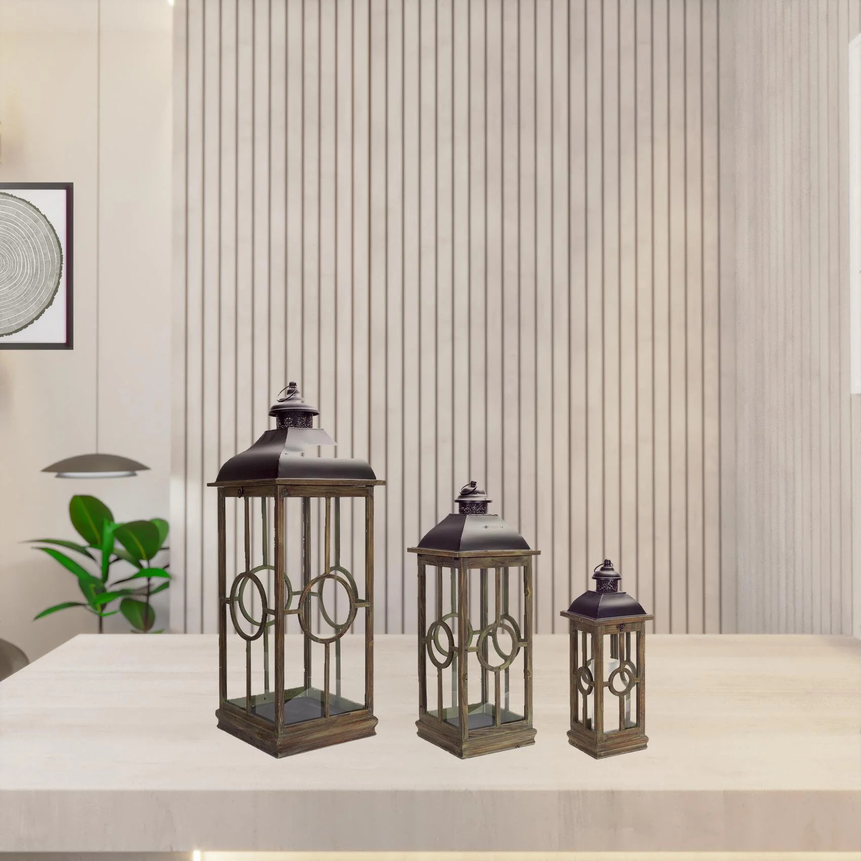 Flameless Three Candles Floor Lantern | Shop Simon