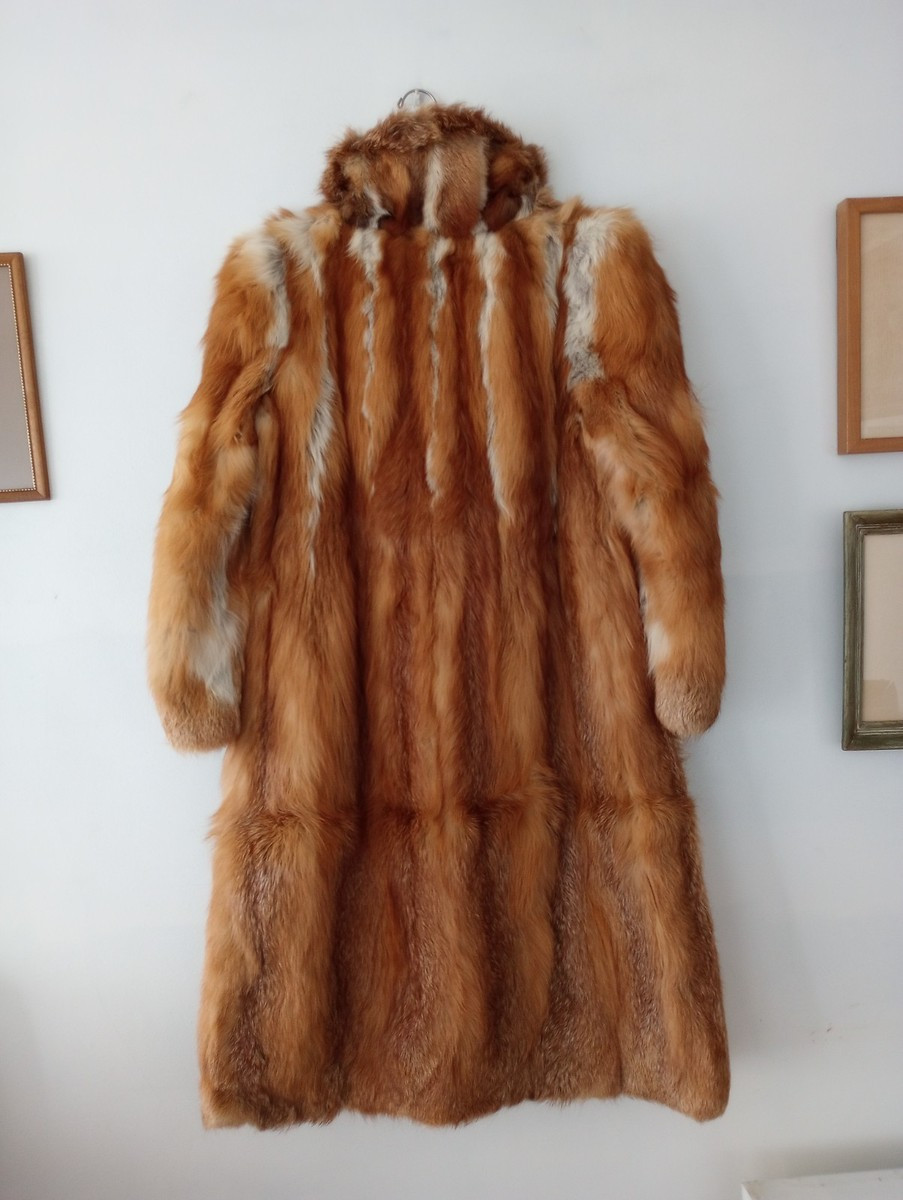 woman's full length red fox fur coat in good condition pre-owned size M | eBay US