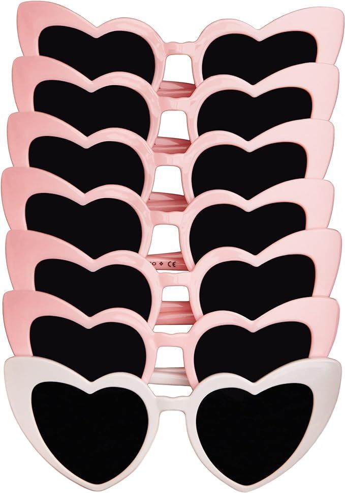 Bachelorette Sunglasses Pink Heart Sunglasses 7 Pack - Heart Shaped Sunglasses Heart Shaped Glass... | Amazon (US)