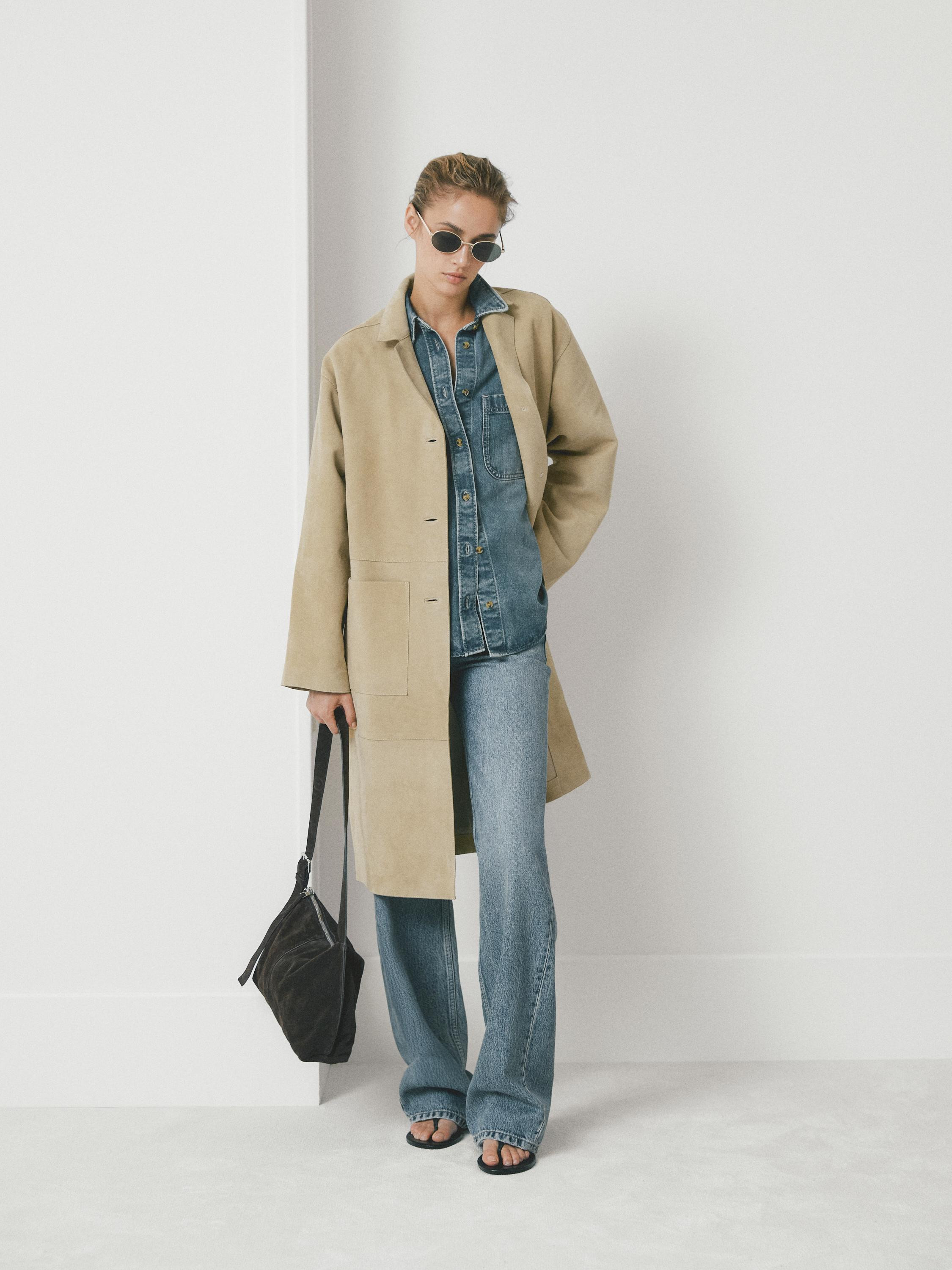 Long suede leather coat | Massimo Dutti UK
