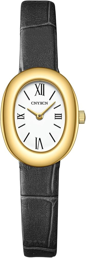 CNYXCN Women's Bracelet Gold Watch - Vintage Elegant Oval Bangle Watch - Gold Jewellery Style Qua... | Amazon (US)