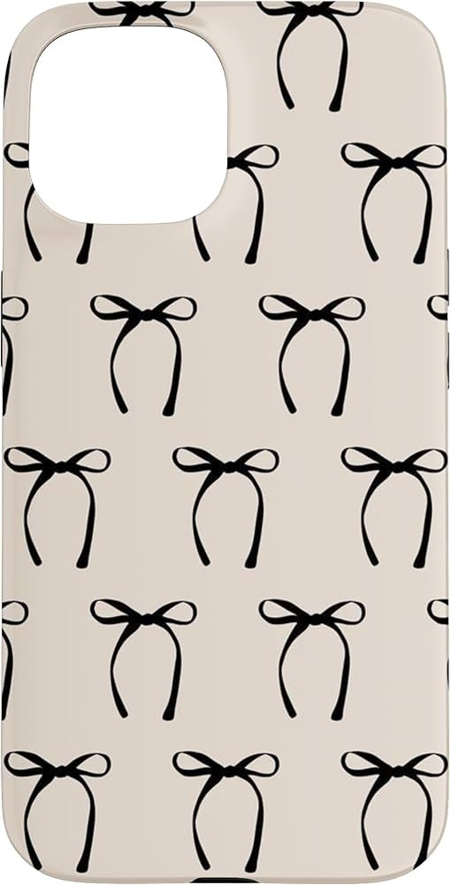 iPhone 15 Aesthetic Black Ribbon Bow On Beige Case | Amazon (US)