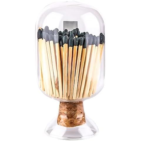 Includes Matches! | Decorative Glass Matches Cloche | Bottle Jar Fireplace Candle Match Holder Gi... | Amazon (US)