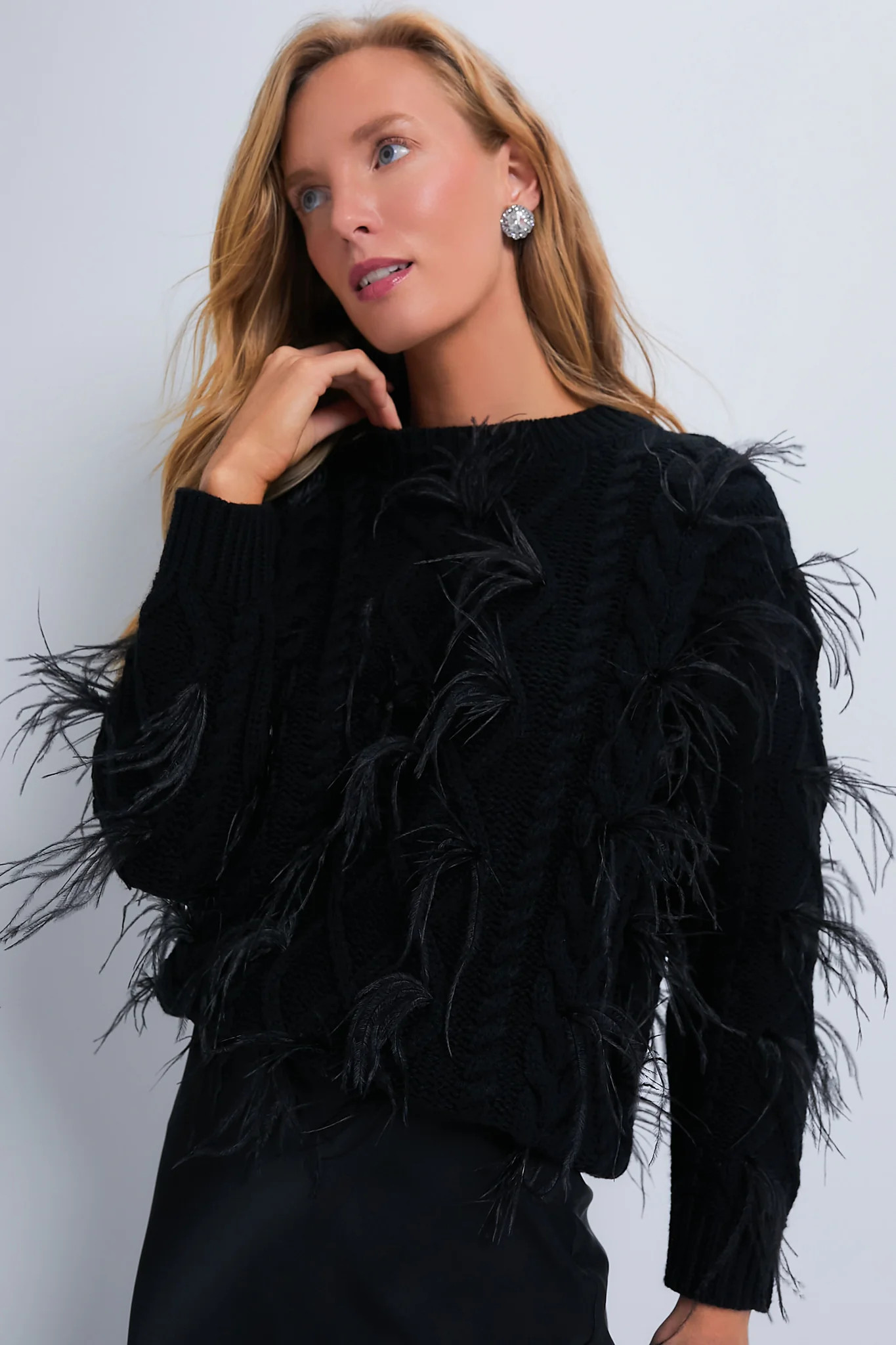 Black Talulah Feather Sweater | Tuckernuck (US)
