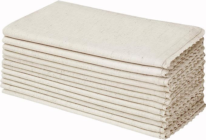 COTTON CRAFT Delilah Set of 12 Linen Lace Dinner Napkins, 20 inch x 20 inch, Natural | Amazon (US)
