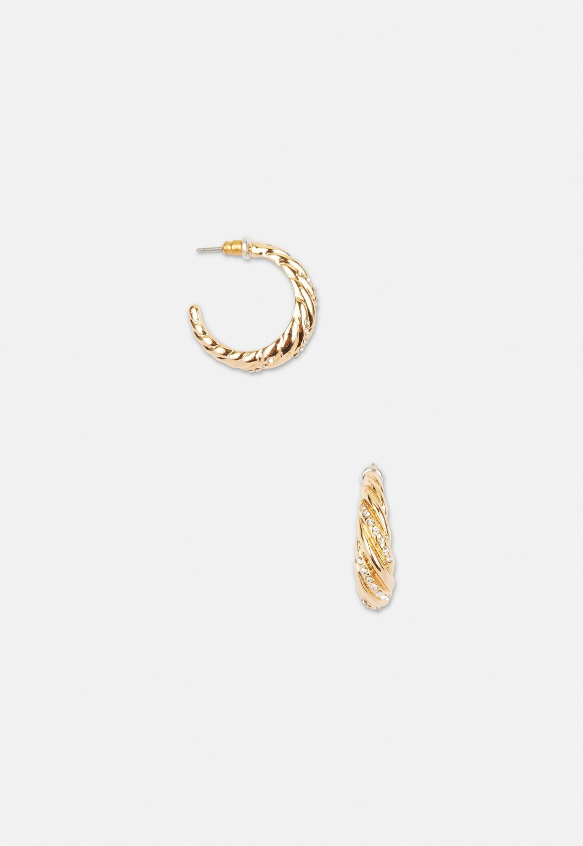 Missguided - Gold Look Diamante Twist Hoop Earrings | Missguided (UK & IE)