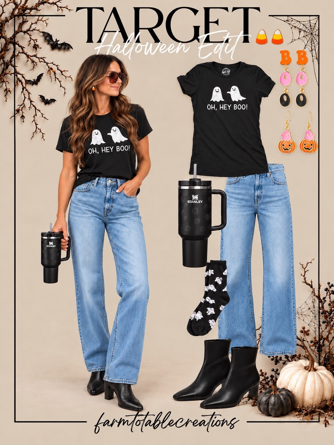 OH, HEY BOO! 👻 A little spooky, a lot of cute! This Target Halloween outfit pairs a ghost tee with wide-leg jeans, black ankle boots, tiny candy corn studs, and a Halloween Stanley. 🎃

#LTKStyleTip #LTKSeasonal #LTKFindsUnder50