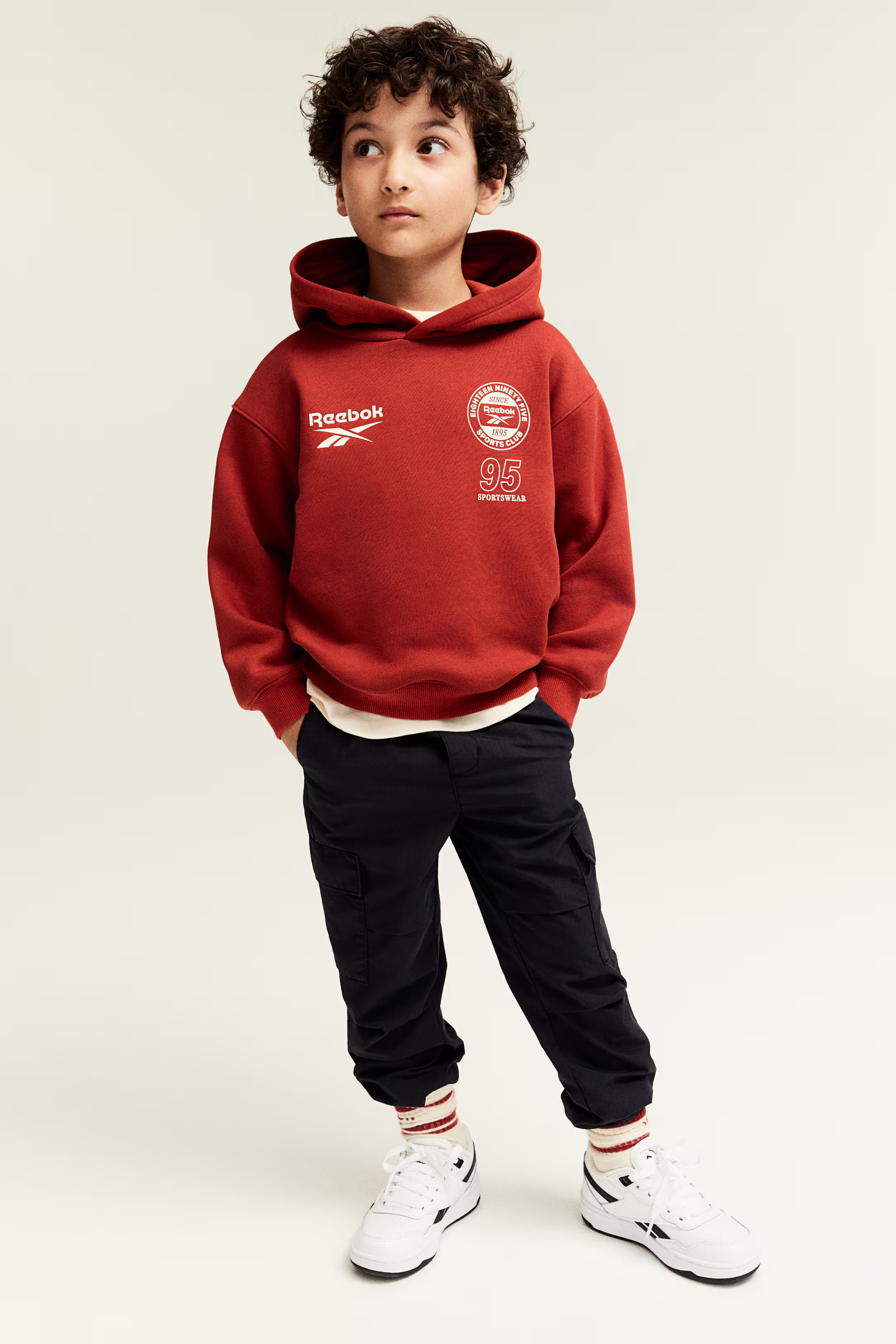 Hoodie with Printed Motif - Long sleeve - Regular length - Red/Reebok - Kids | H&M CA | H&M (US + CA)