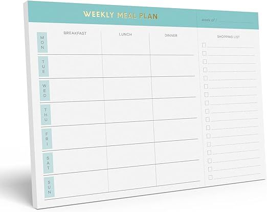 Sweetzer & Orange Weekly Meal Planner and Grocery List Magnetic Notepad. Teal 10x7” Meal Planni... | Amazon (UK)