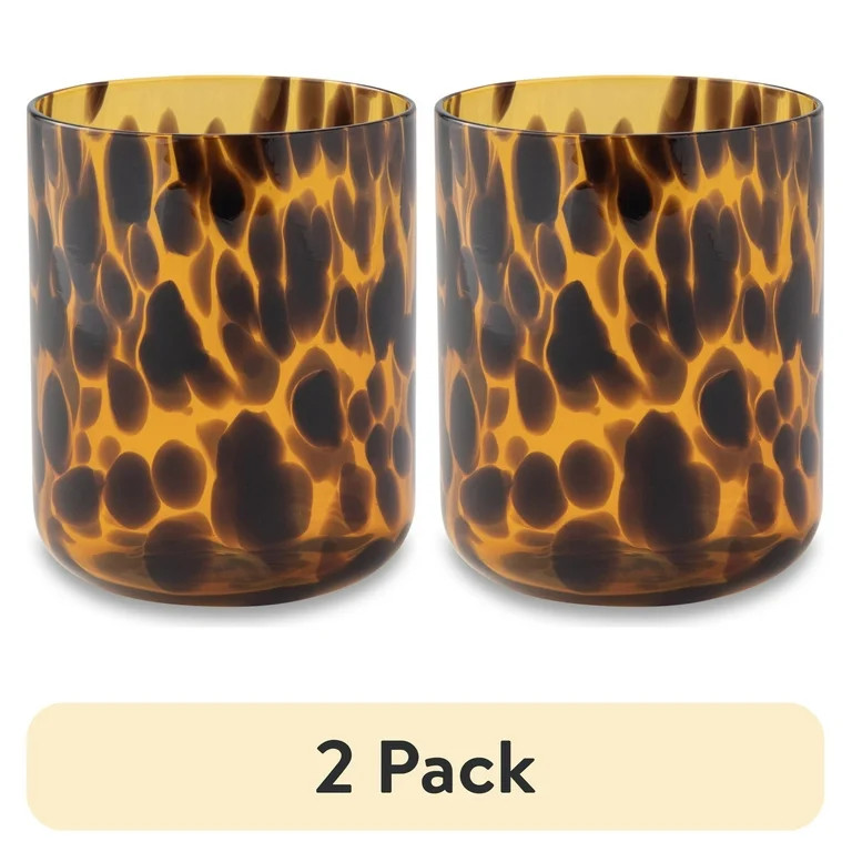 (2 pack) Thyme & Table 12 fl oz Brown Tortoise Drinking Glass | Walmart (US)