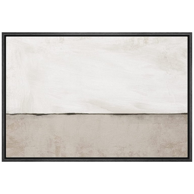 wall26 Framed Canvas Print Wall Art Pastel White Tan Black Paint Stroke Landscape Abstract Shapes... | Walmart (US)