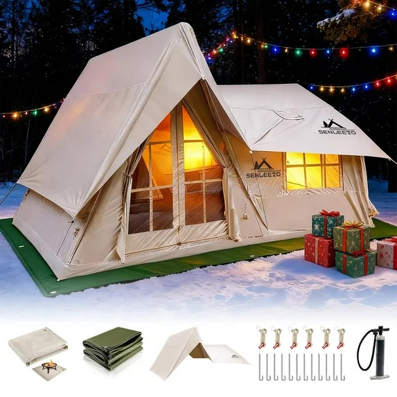 Large Inflatable Tent for 8-10 Person - 135 SQFT Inflatable Cabin Tents for Camping Instant Setup... | Walmart (US)