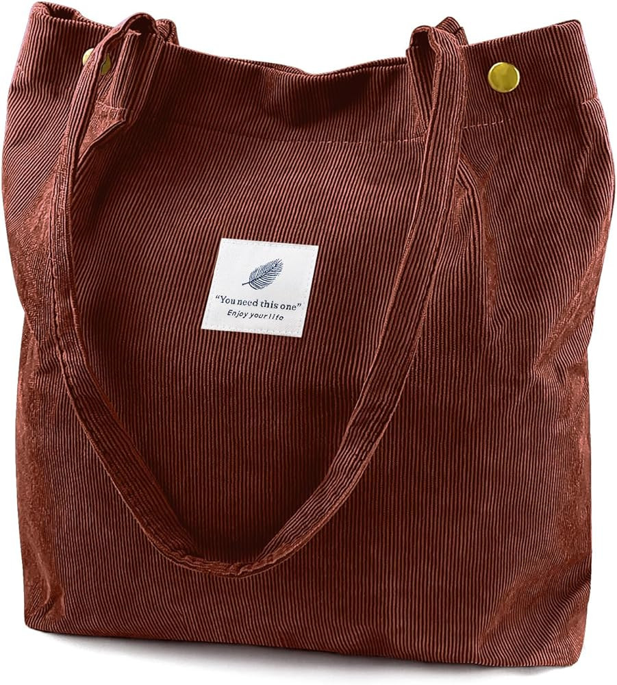 Ayieyill Corduroy Tote Bag for Women Canvas Shoulder Cord Purse with Inner Pocket | Amazon (US)