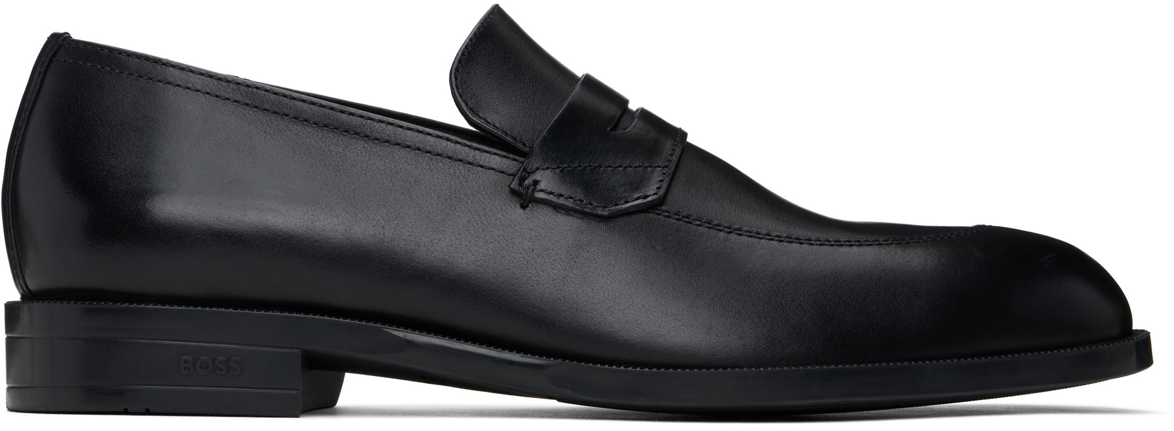 BOSS Black Leather Loafers | SSENSE
