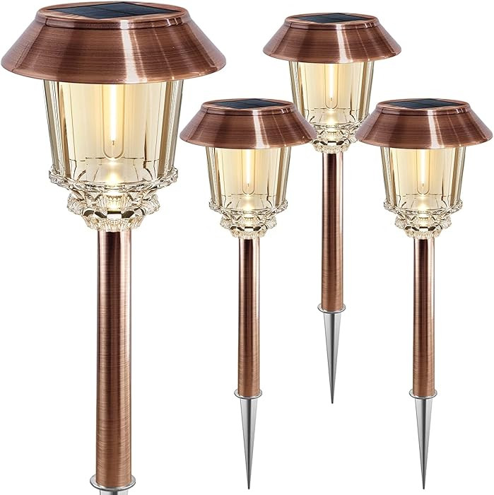 XMCOSY+ Solar Lights Outside Waterproof - 4 Pack Auto On/Off 10-40 LM Dimmable Outdoor Solar Ligh... | Amazon (US)