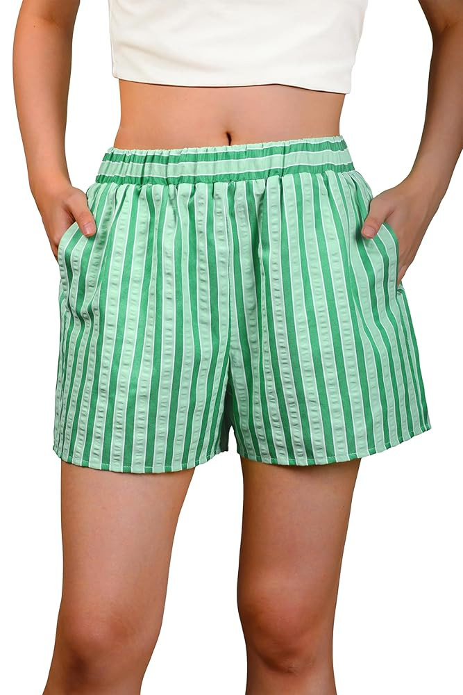 Women Plaid Lounge Boxer Shorts Cute Summer Y2K Pajama Bottoms Sleep Gingham Shorts | Amazon (US)