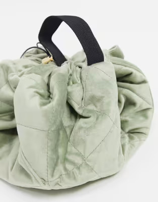 The Flat Lay Co. Drawstring Makeup Bag - Sage Green Velvet | ASOS (Global)