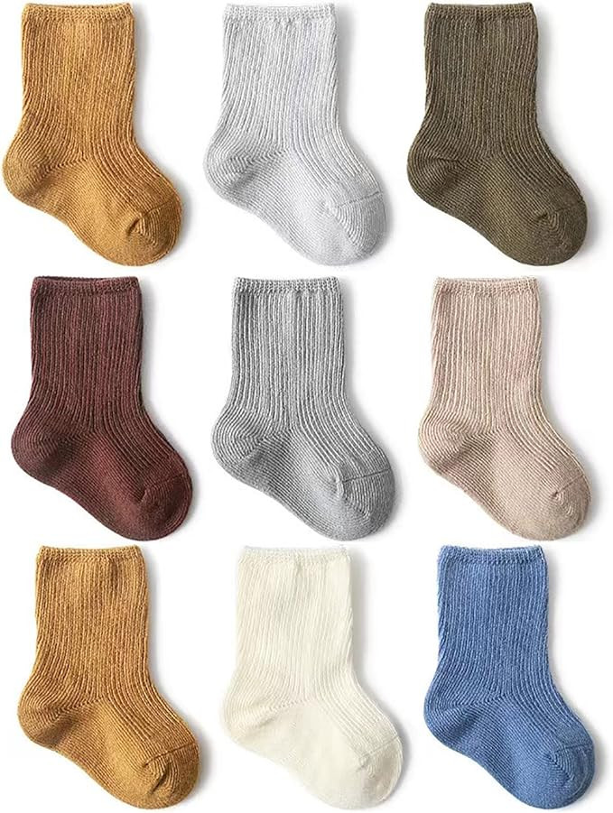 Toddler Socks Unisex Baby Crew Socks for Infant Boys Girls Stretchy Cotton Socks for Kids Gift 0-... | Amazon (US)