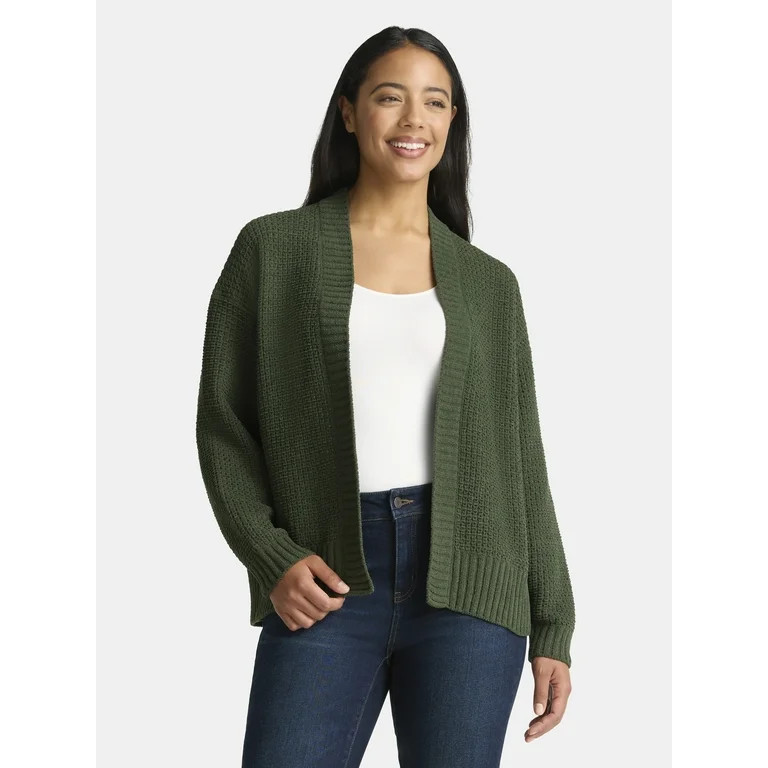 Time and Tru Women's Chenille Cardigan Sweater, Midweight, Sizes XS-XXXL | Walmart (US)