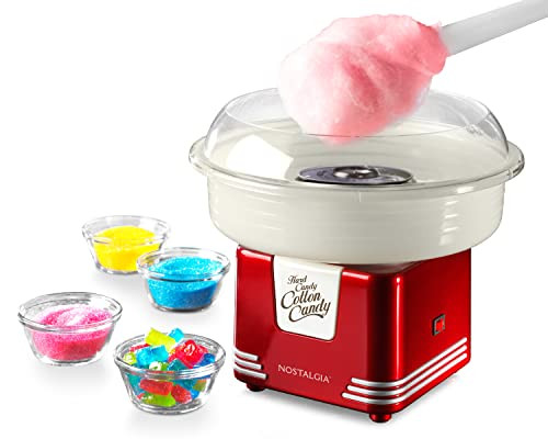 Nostalgia Cotton Candy Machine - Retro Cotton Candy Machine for Kids with 2 Reusable Cones, 1 Sugar Scoop, and 1 Extractor Head – Red | Amazon (US)