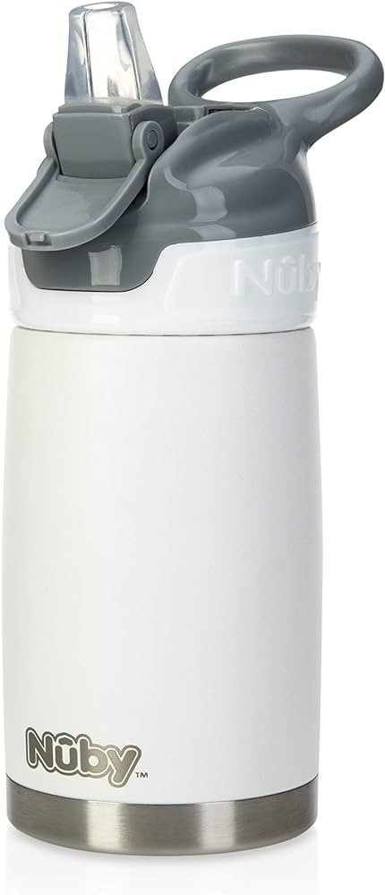 Nuby Thirsty Kids No Spill Flip-It Reflex Stainless Steel Travel Cup, 10 Oz, White | Amazon (US)