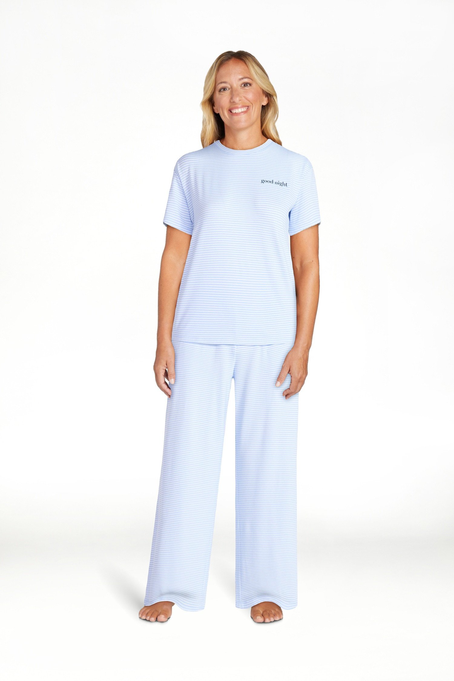 Joyspun Women's Dreamy Soft Collection Short Sleeve Sleep Top and Open Leg Pants Pajama Set, 2-Pi... | Walmart (US)