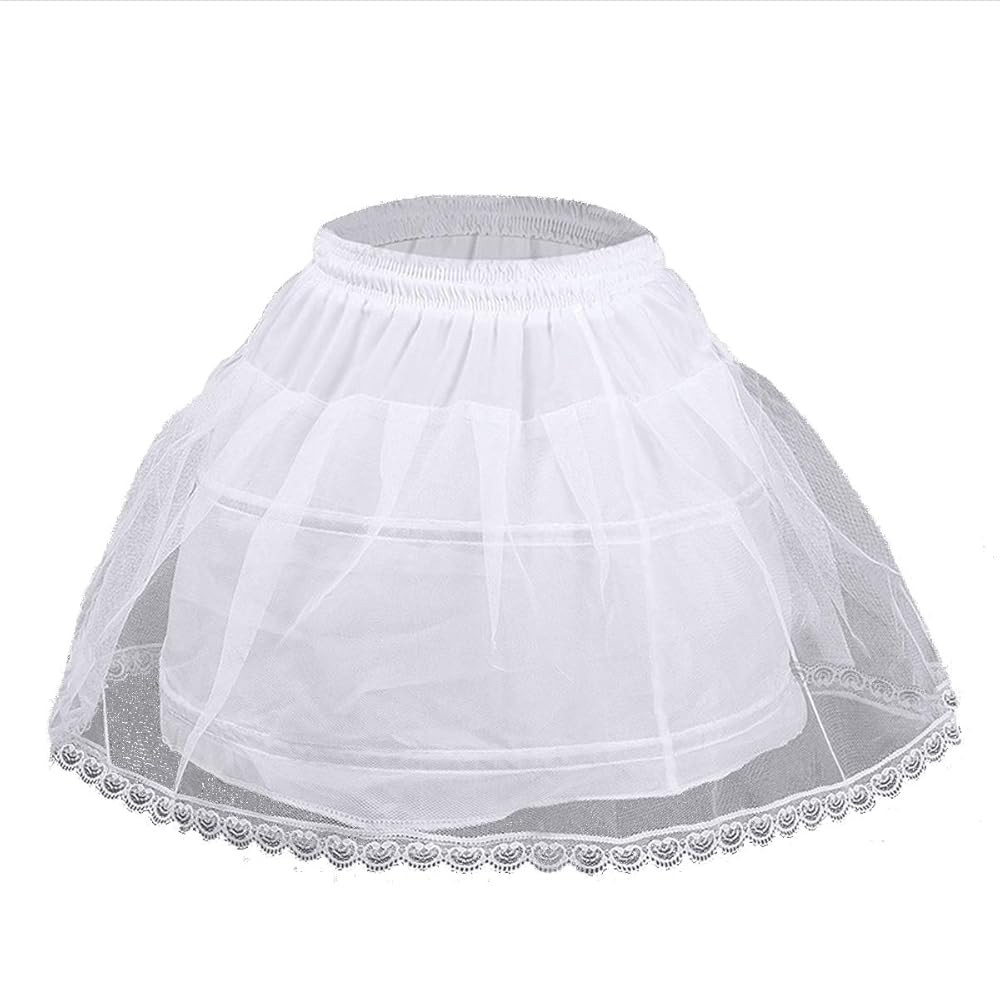 Nanchor Flower Girl Crinoline Petticoat Kids with 2 Hoops Full Slip Underskirt Lace Edge (2-6Y) | Amazon (US)