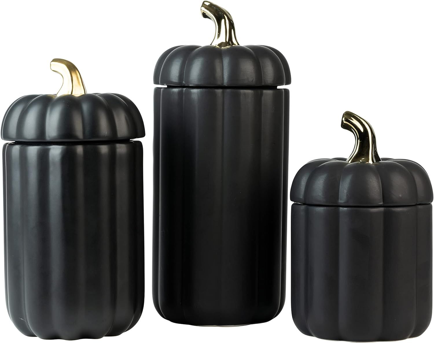 10 Strawberry Street Halloween Canister, Set of 3, Black/Gold | Amazon (US)