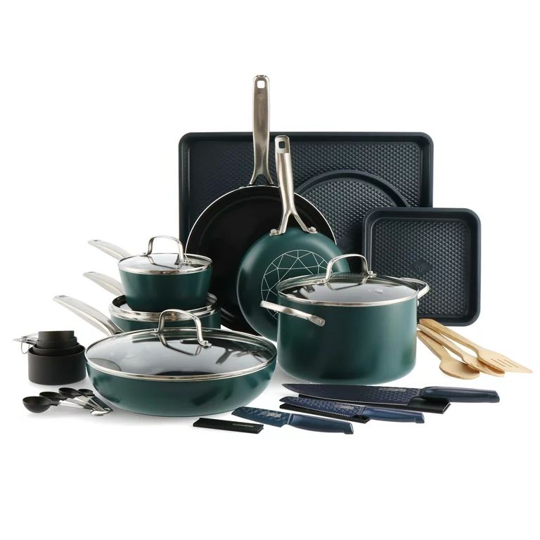 Blue Diamond Green Ceramic Non-Stick 30 Pc Cookware Set, Dishwasher Safe | Walmart (US)