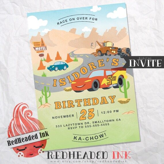 Cars Radiator Springs Birthday Party Invitation - Etsy | Etsy (US)