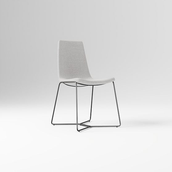 Slope Dining Chair, Set of 2, Twill, Frost Gray, Charcoal | West Elm (US)