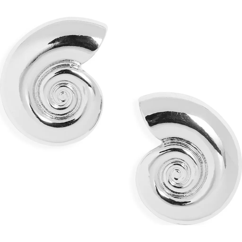 Open Edit Shell Stud Earrings in Rhodium at Nordstrom | Nordstrom