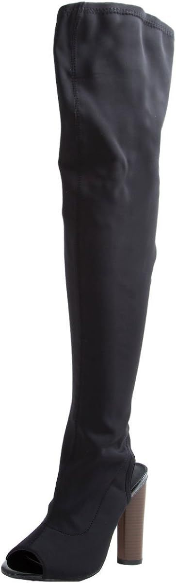 Cape Robbin Connie-1 Womens Lycra Over The Knee Thigh High Peep Toe Boots | Amazon (US)