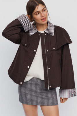 Gingham Trim Cape Jacket | Anthropologie (US)