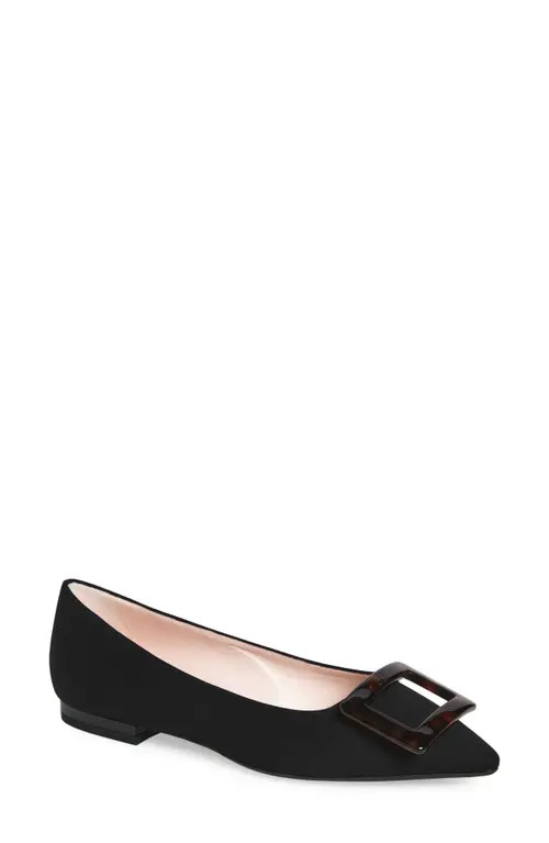 Roger Vivier Gommettine Pointed Toe Flat in Nero at Nordstrom, Size 11Us | Nordstrom