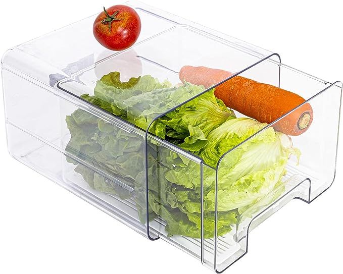 Mano Stackable Refrigerator Drawers Pull Out Bins Deepen Fridge Organizer Refrigerator Organizer ... | Amazon (US)